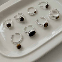 Irregular Natural Amber 925 Sterling Silver Adjustable Ring