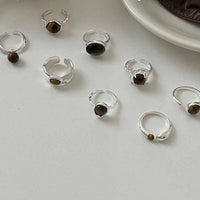 Irregular Natural Amber 925 Sterling Silver Adjustable Ring