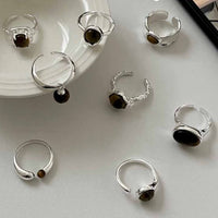 Irregular Natural Amber 925 Sterling Silver Adjustable Ring