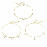 Geometry Crystal Sterling Silver Bracelet (Waterdrop, Oval, Star)