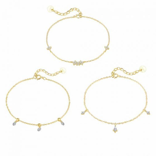 Geometry CZ Sterling Silver Bracelet (Waterdrop, Oval, Star)