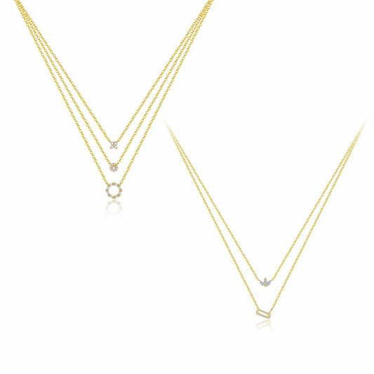 Elegant Geometry CZ Stacker Necklace