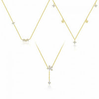 White Crystal Snowflake Star Flower Necklace in 925 Sterling Silver