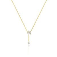 White Crystal Snowflake Star Flower Necklace in 925 Sterling Silver
