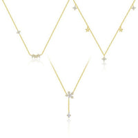 White Crystal Snowflake Star Flower Necklace in 925 Sterling Silver