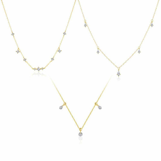 Waterdrop Geometry CZ Necklace 925 Sterling Silver