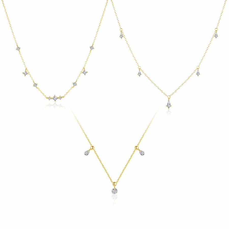 Waterdrop Geometry Crystal Necklace 925 Sterling Silver