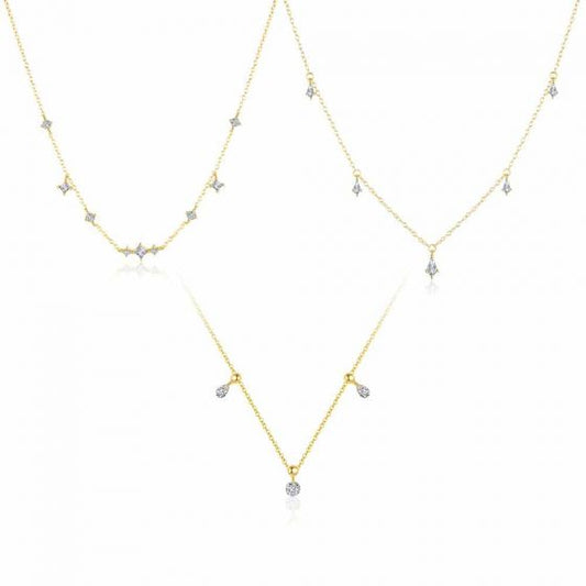Waterdrop Geometry CZ Necklace 925 Sterling Silver