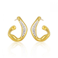 Micro Crystal Irregular Circle 925 Sterling Silver Hoop Earrings