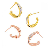 Micro Crystal Irregular Circle 925 Sterling Silver Hoop Earrings