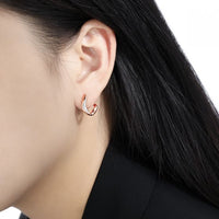 Micro Crystal Irregular Circle 925 Sterling Silver Hoop Earrings