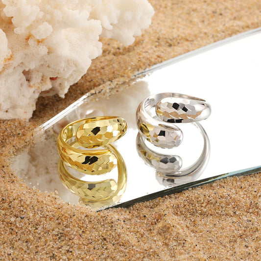 Mirror Painted Cross Adjustable 925 Sterling Silver Ring