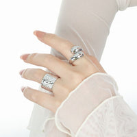 Mirror Painted Cross Adjustable 925 Sterling Silver Ring