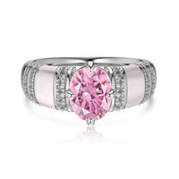 Pink Crystal Heart and Waterdrop 925 Sterling Silver Ring