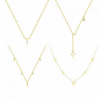 Hollow Star, Flower & Leaves Crystal 925 Sterling Silver Necklace
