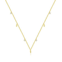Hollow Star, Flower & Leaves Crystal 925 Sterling Silver Necklace