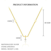 Hollow Star, Flower & Leaves Crystal 925 Sterling Silver Necklace