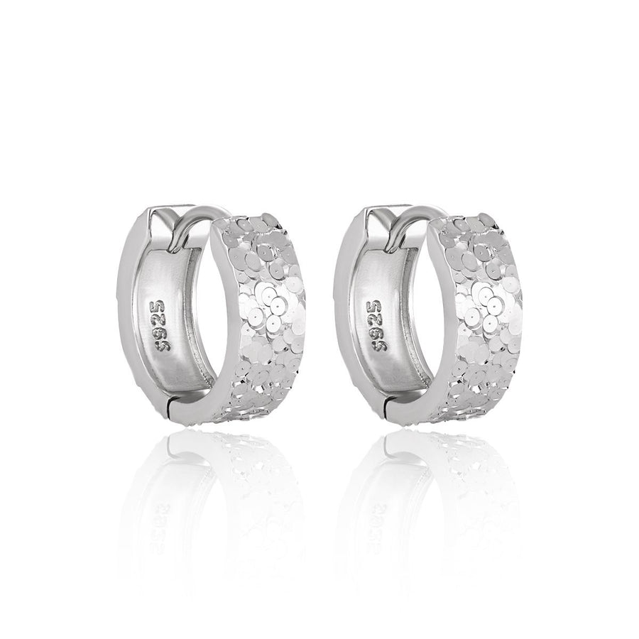 Mini Scale Carved Hoop Earrings - 925 Sterling Silver