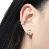 Mini Scale Carved Hoop Earrings - 925 Sterling Silver