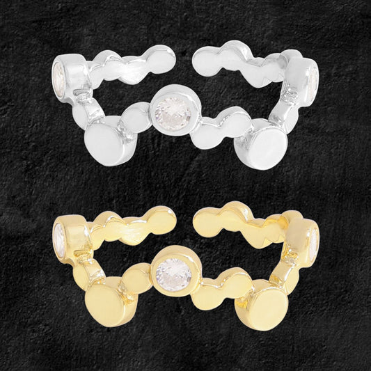Irregular Bubbles Wave Adjustable Ring in 925 Sterling Silver