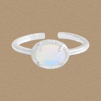 Oval Natural Opal Adjustable Ring, 925 Sterling Silver