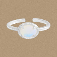 Oval Natural Opal Adjustable Ring, 925 Sterling Silver