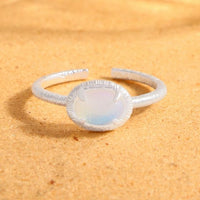 Oval Natural Opal Adjustable Ring, 925 Sterling Silver