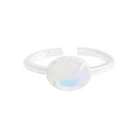 Oval Natural Opal Adjustable Ring, 925 Sterling Silver