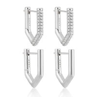 Geometry Pentagon Crystal Sterling Silver Hoop Earrings
