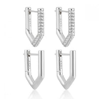 Geometry Pentagon Crystal Sterling Silver Hoop Earrings