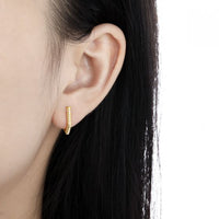 Geometry Pentagon Crystal Sterling Silver Hoop Earrings