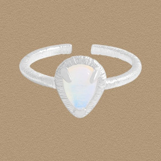 Lady Waterdrop Natural Opal Adjustable Ring