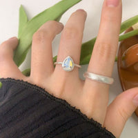 Lady Waterdrop Natural Opal Adjustable Ring