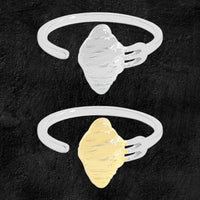Irregular Fork, Knife and Croissant 925 Sterling Silver Adjustable Ring