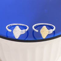 Irregular Fork, Knife and Croissant 925 Sterling Silver Adjustable Ring