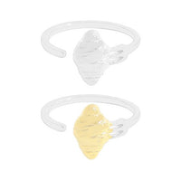 Irregular Fork, Knife and Croissant 925 Sterling Silver Adjustable Ring
