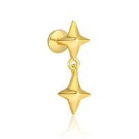 Four-Pointed Star Sterling Silver Necklace and Single Earring