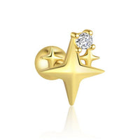 Four-Pointed Star Sterling Silver Necklace and Single Earring