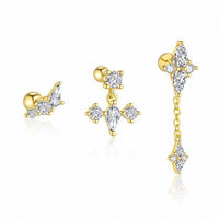 Elegant Geometry Rhombus Crystal Sterling Silver Stud Earring