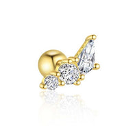 Elegant Geometry Rhombus Crystal Sterling Silver Stud Earring