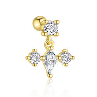Elegant Geometry Rhombus Crystal Sterling Silver Stud Earring