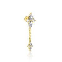 Elegant Geometry Rhombus Crystal Sterling Silver Stud Earring