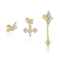 Elegant Geometry Rhombus Crystal Sterling Silver Stud Earring