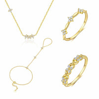 Crystal Flower 925 Sterling Silver Necklace, Bracelet & Ring