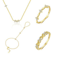 Crystal Flower 925 Sterling Silver Necklace, Bracelet & Ring
