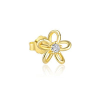Gold Crystal Hollow Flower Pendant and Stud Earrings