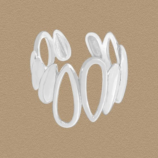 Irregular Hollow Waterdrop Sterling Silver Adjustable Ring