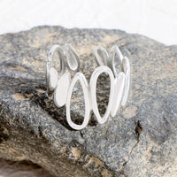 Irregular Hollow Waterdrop Sterling Silver Adjustable Ring