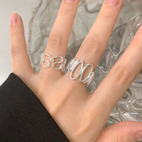 Irregular Hollow Waterdrop Sterling Silver Adjustable Ring