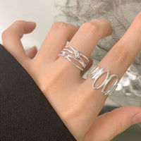 Irregular Hollow Waterdrop Sterling Silver Adjustable Ring